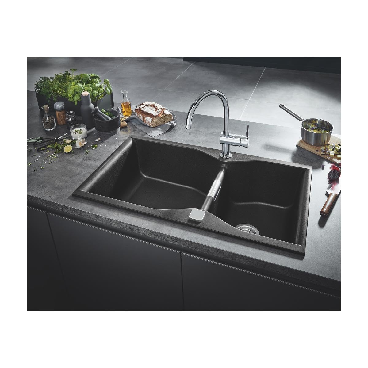GROHE Minta QuickFix, Grifo de cocina (caño alto en C, giro de 360º, menor consumo de agua, sistema de instalación rápida), cromo, 32511000