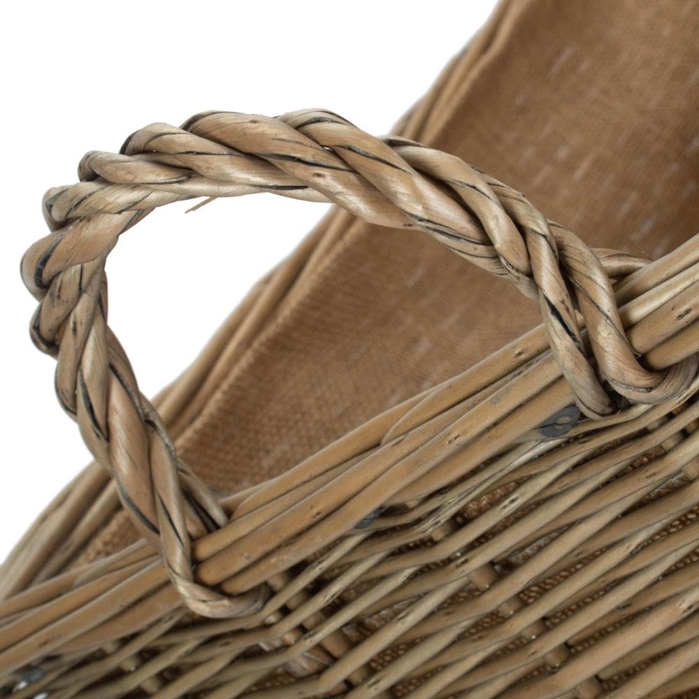 Red Hamper Weidenkorb W052 – Rustikaler Holzkorb Mit Leinenfutter, Für Holzaufbewahrung & Dekoration, Grau