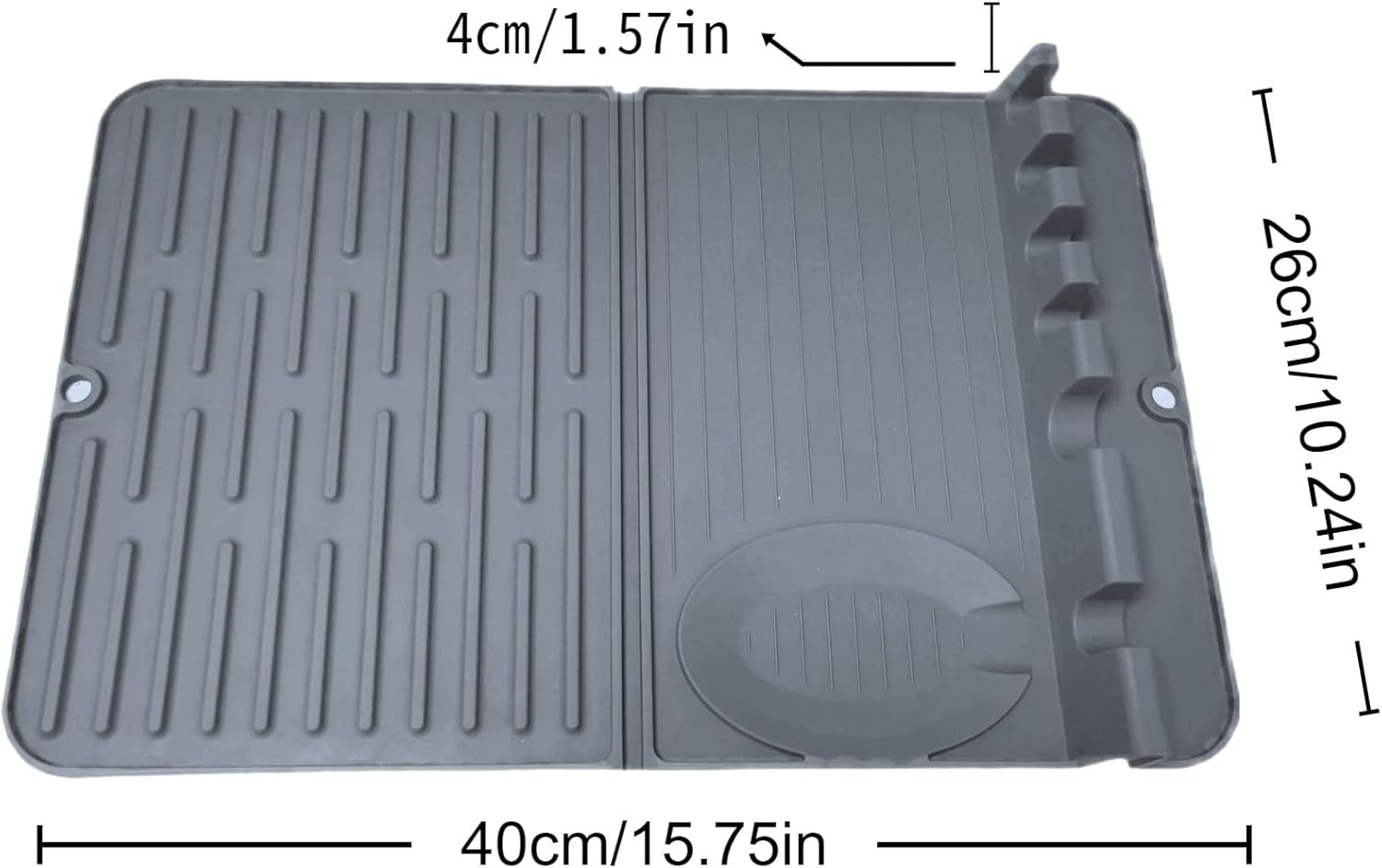 2 Pack Silicone Dish Drying Mat for Small Kitchens Or Travel - 15.8"x10.2" & Foldable & Space-Saving | Heat-Resistant, Non-Slip | Bonus [Drawstring Bag & 2 Suction Cup Hook]