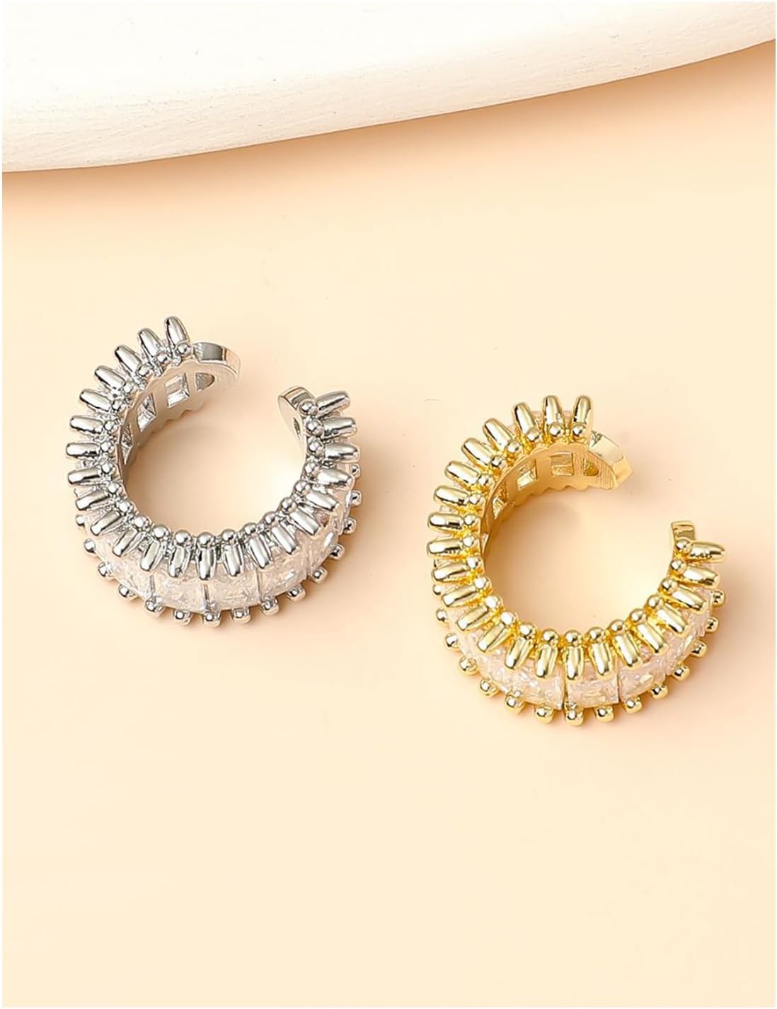 Ear Cuffs in 18K Gold - CZ Paved Hoop Conch Cuff Earrings for Women,Men - Sparkle Rhinestones Clip On Wrap Earrings Non Pierced - Image 2