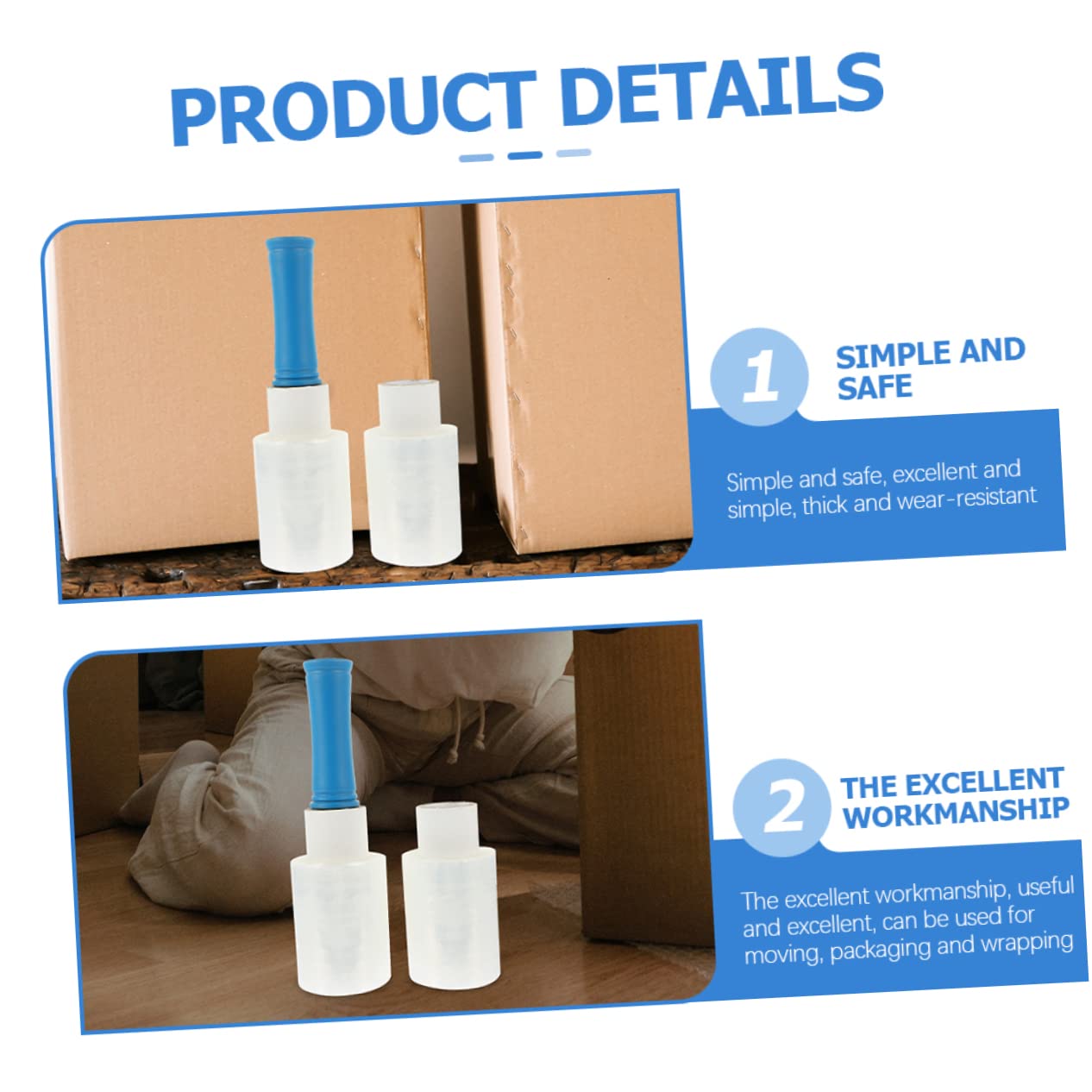 Gadpiparty Membrana de Manija Retráctil Rollo de Film Estirable Transparente para Mudanzas Film Industrial con Asa Color Aleatorio para Embalar Cajas y Objetos Grandes