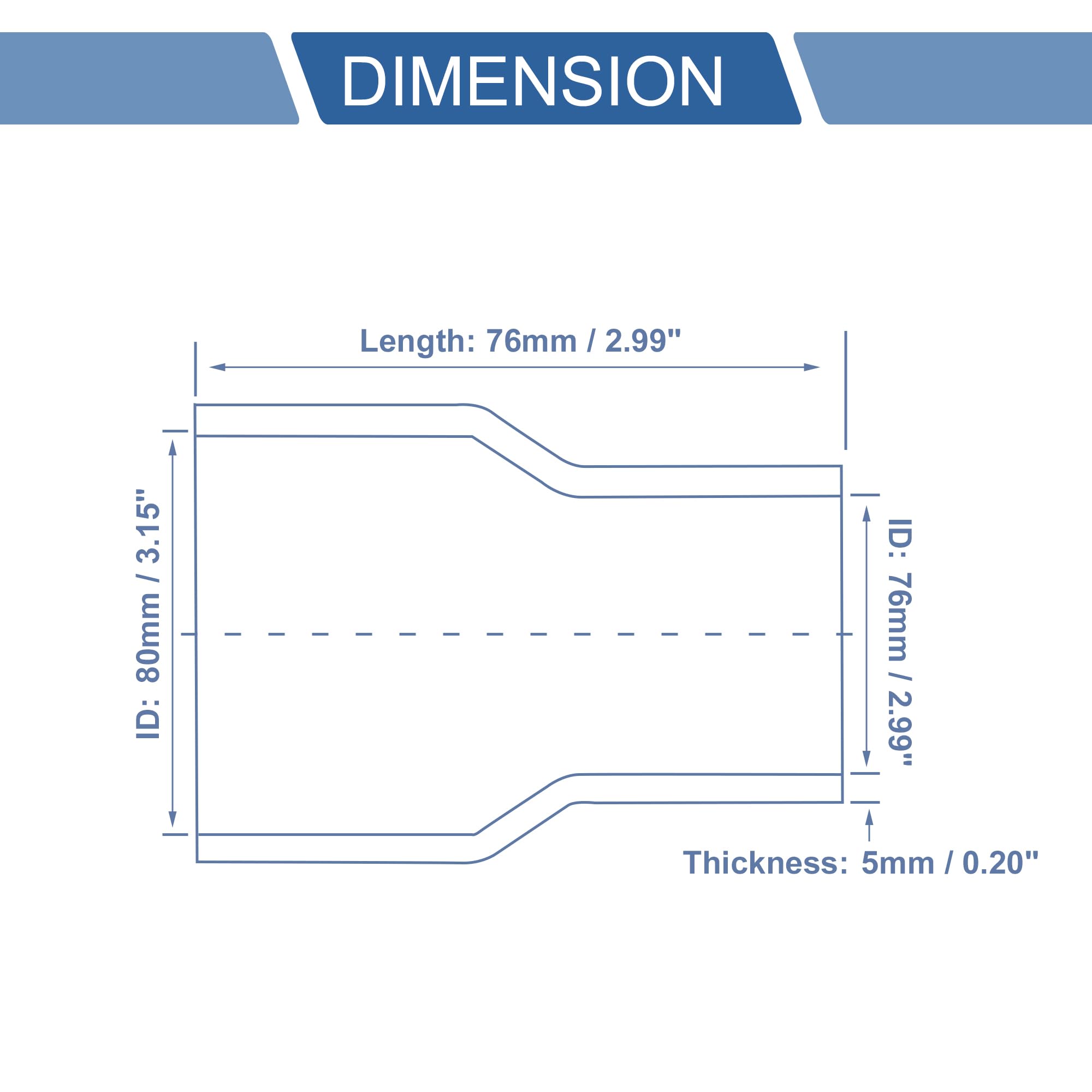 Manguera De Silicona Negra Para Automóvil - 76-80mm Diámetro Interior, 76mm Longitud, Con Abrazaderas, Para Refrigerante Y Aceite