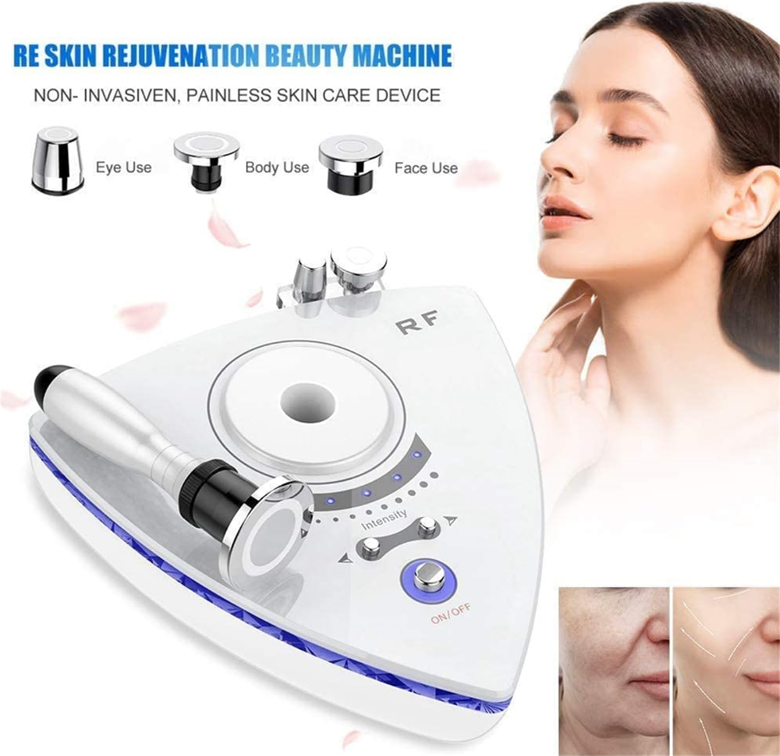 Máquina facial RF 3 en 1, masajeador facial de radiofrecuencia para el rejuvenecimiento de la piel, eliminación de arrugas, máquina de belleza facial para el cuidado de la piel