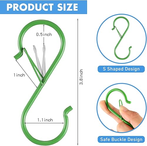 Miniatura 2 de Zonon Paquete de 50 ganchos en forma de S para colgar adornos mentales resistentes con clip en S de 3.8 pulgadas con clips para armario, plantas,