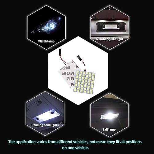 Miniatura 7 de GLL Super blanco ahorro de energía 5050 48-SMD Panel LED Dome Light Auto Placa de lectura techo techo interior lámpara cableada+T10 BA9S Festoon