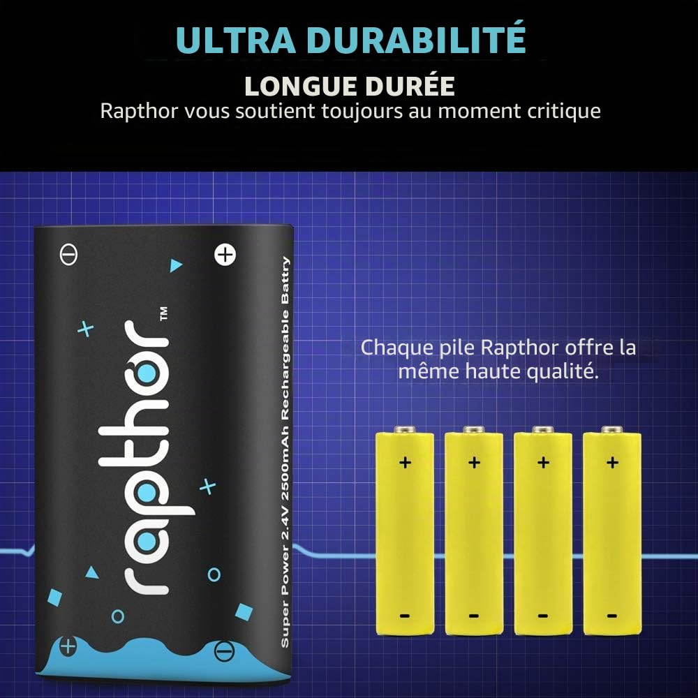 rapthor Batteries de Manette pour Xbox One/Xbox Series X/Xbox One S/Xbox One X/Xbox One Elite, 2 Piles Rechargeables de 2 500 mAh