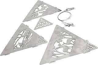 Fogueira Portátil para Fogueira, Liga de Alumínio Triangular Fogueira Grelha Cabide Ferramenta Fogueira Fogueira Padrão Renas Churrasco Fogão Cabide Com Estilingues para