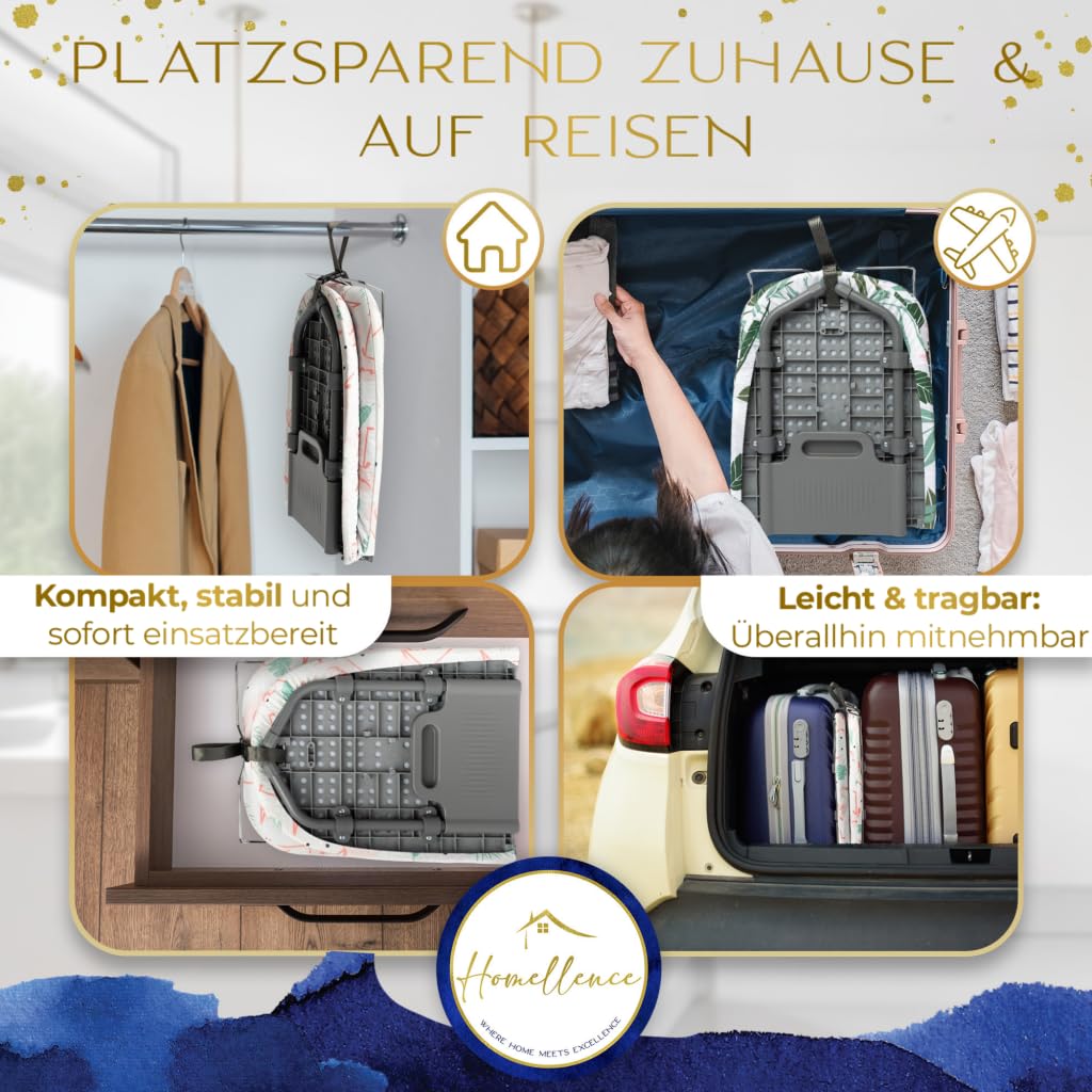 Homellence patentiertes kleines Tischbügelbrett klappbar - Bügelbrett klein - Modernes Tischbügelbrett klein klappbar inklusive 2 Premium-Bezügen - Reisebügelbrett - Klappbares Mini Bügelbrett (Grün)