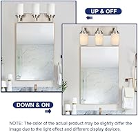 Vista 5 de TODOLUZ 3-Lights Vanity Bath Light with Opal White Glass Shades, Modern Bathroom Lighting Over Mirror Brushed Nickel for Kitchen Hallway Bedroom