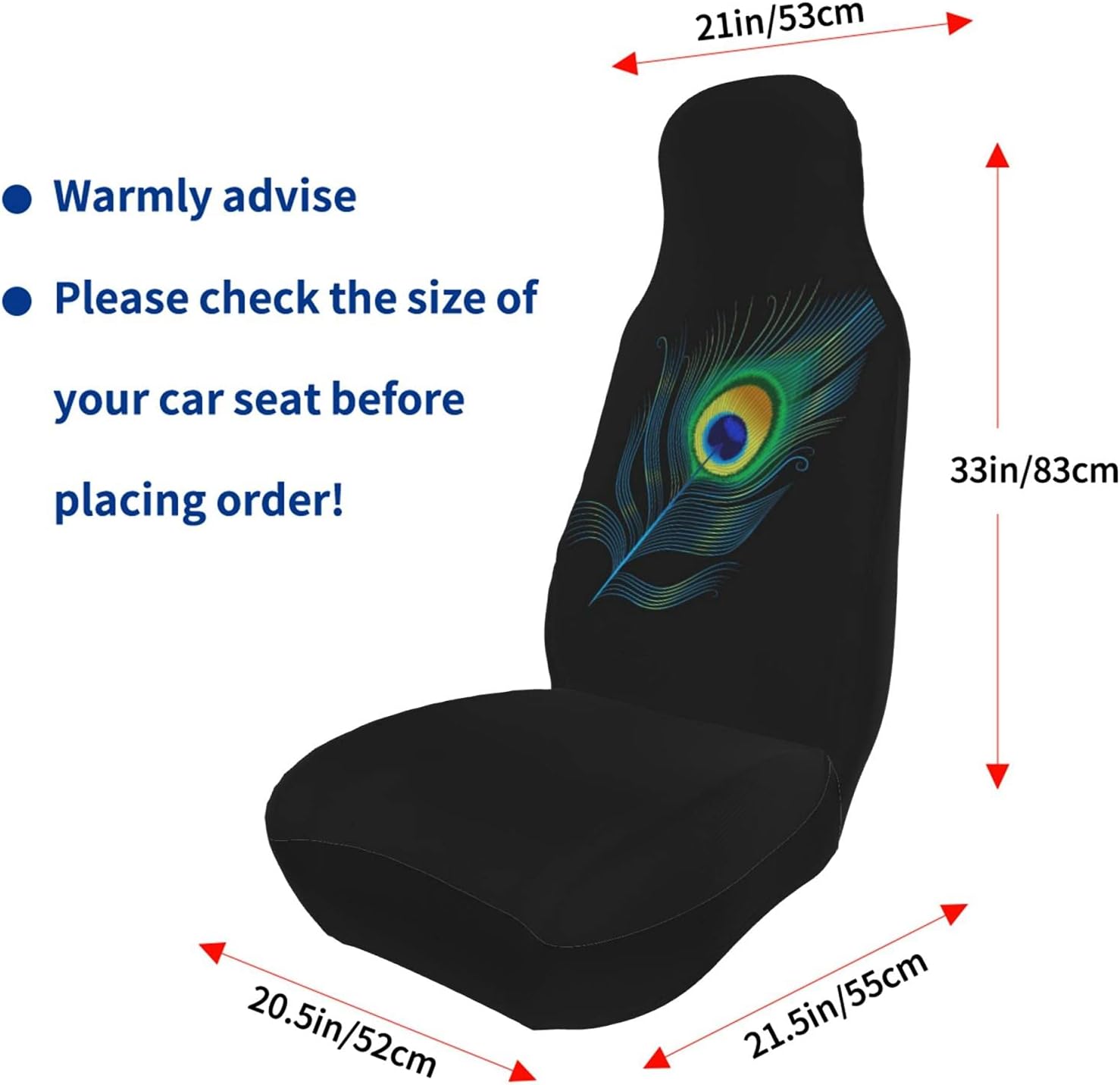Gradiennt Green Peacock Feather 2 Pcs Car Seat Covers Set Vehicle Front Seat Protector Auto Interior Accessories Protetors Car Mat Covers Universal fit Most Car SUV Van Truck