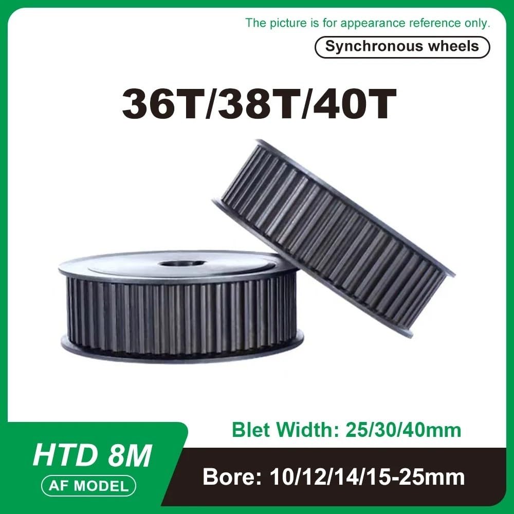 HTD 8M stalowe koło pasowe rozrządu 36T-40T AF otwór 10-25 mm do pasków 25 mm (19 mm keyway 6 x 2,8 mm, 38T (1 szt.), 1 szt