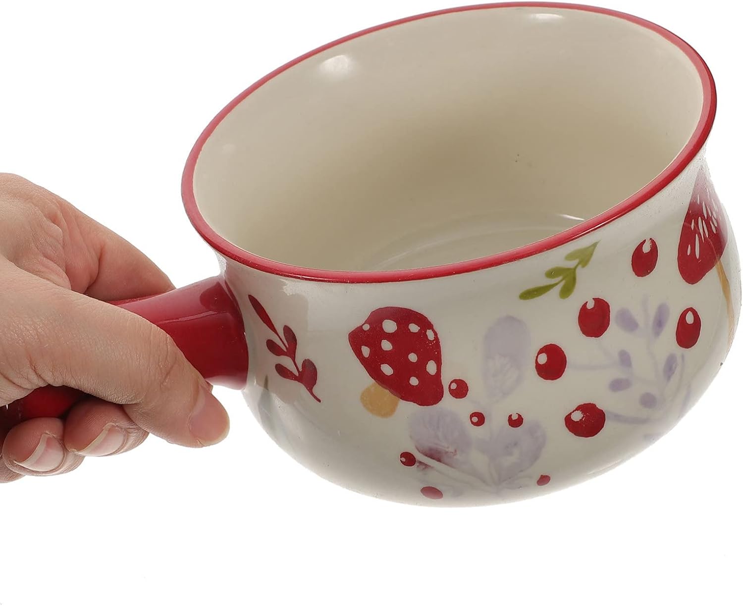 Ceramic Milk Pot Warmer Pot with Handle Mini Milk Pan Butter Warmer 510ml Small Cookware Microwave Oven Safe for Home Kitchen Breakfast Accessories
