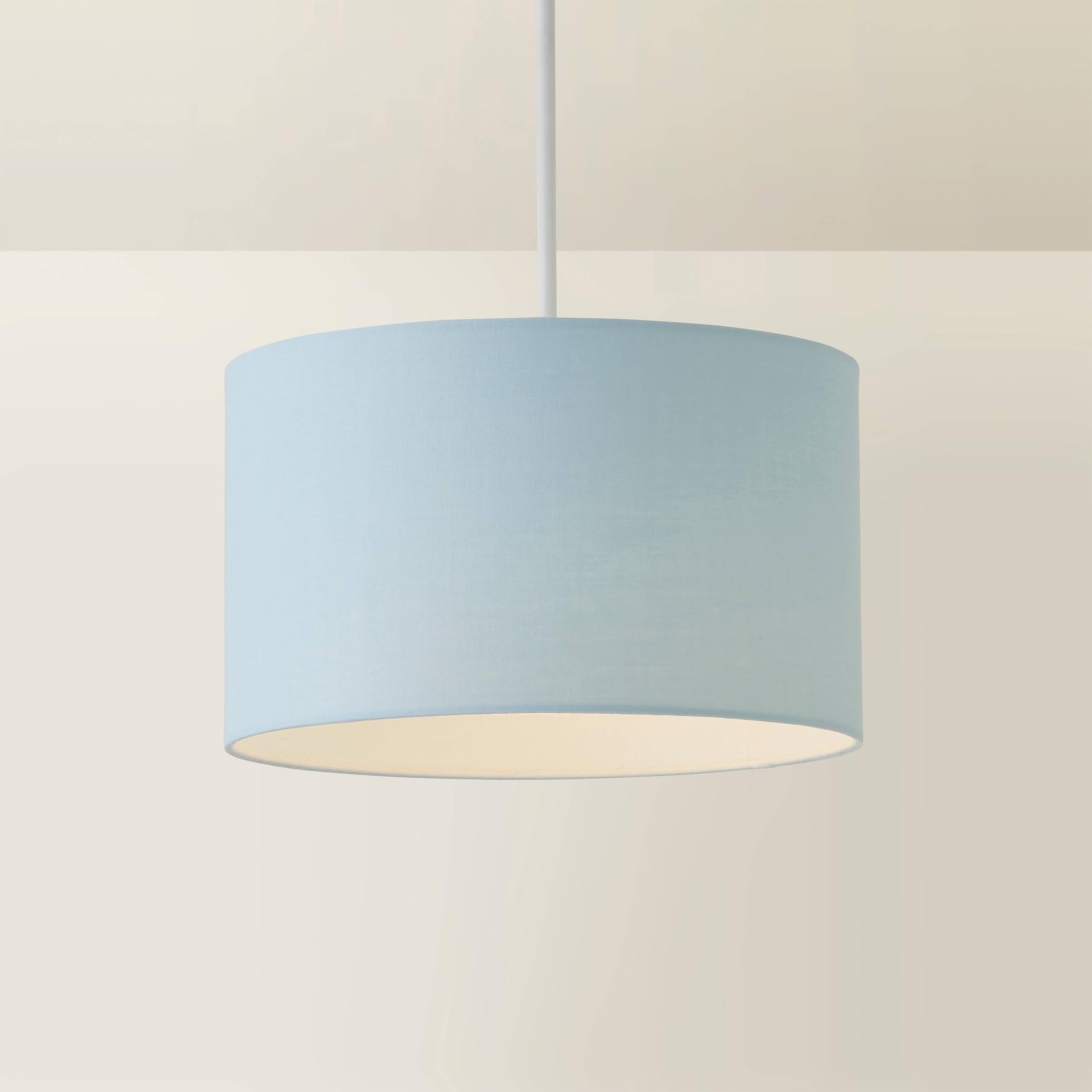 Valuelights Reni Duck Egg Blue Fabric Drum Ceiling Lamp Shade And Bulb (D)25Cm from B&Q