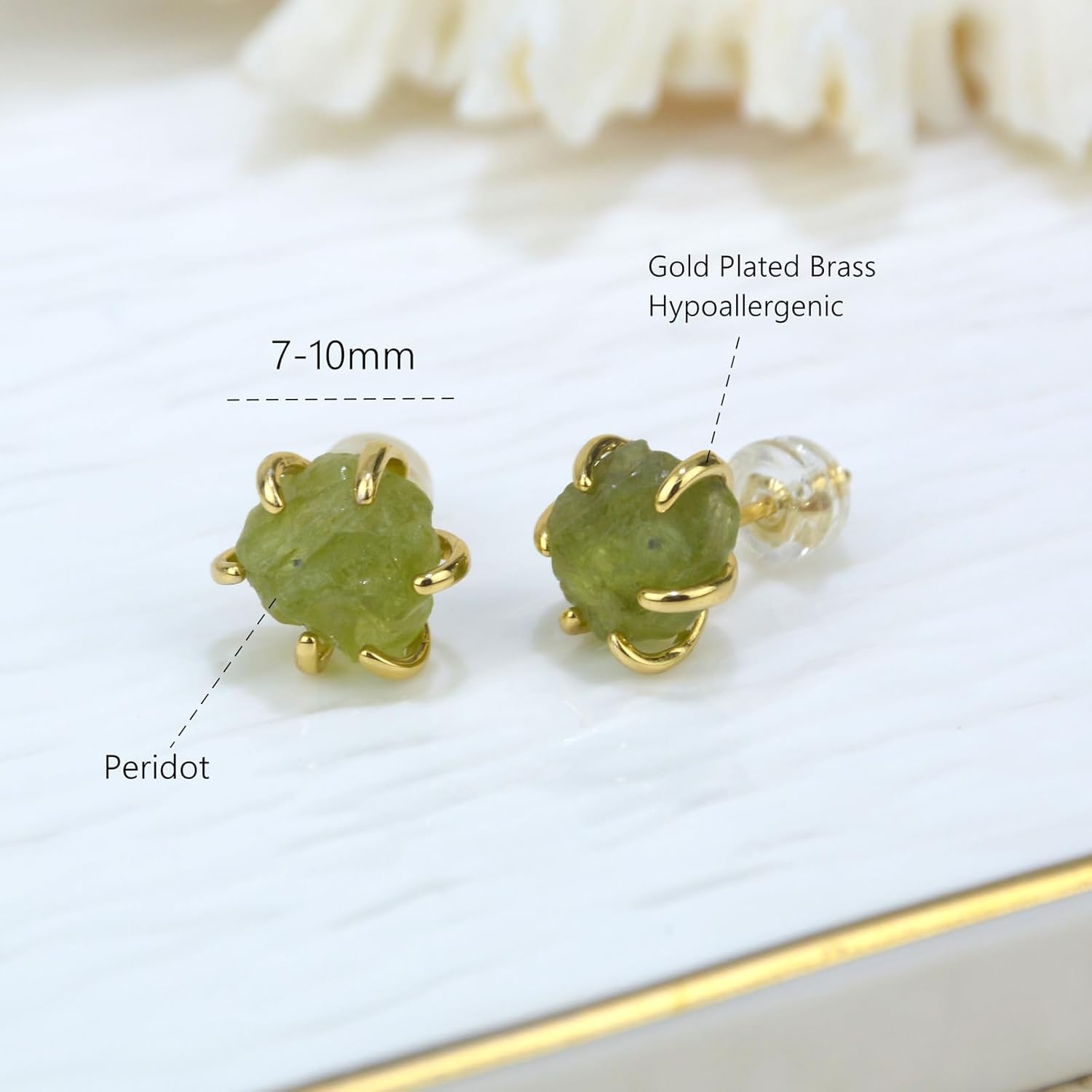 Citrine Earrings, Natural Raw Gemstone Earrings for Women, Prong Setting Stud Earrings Birthstone Crystal Handmade Jewelry for Women - Image 6