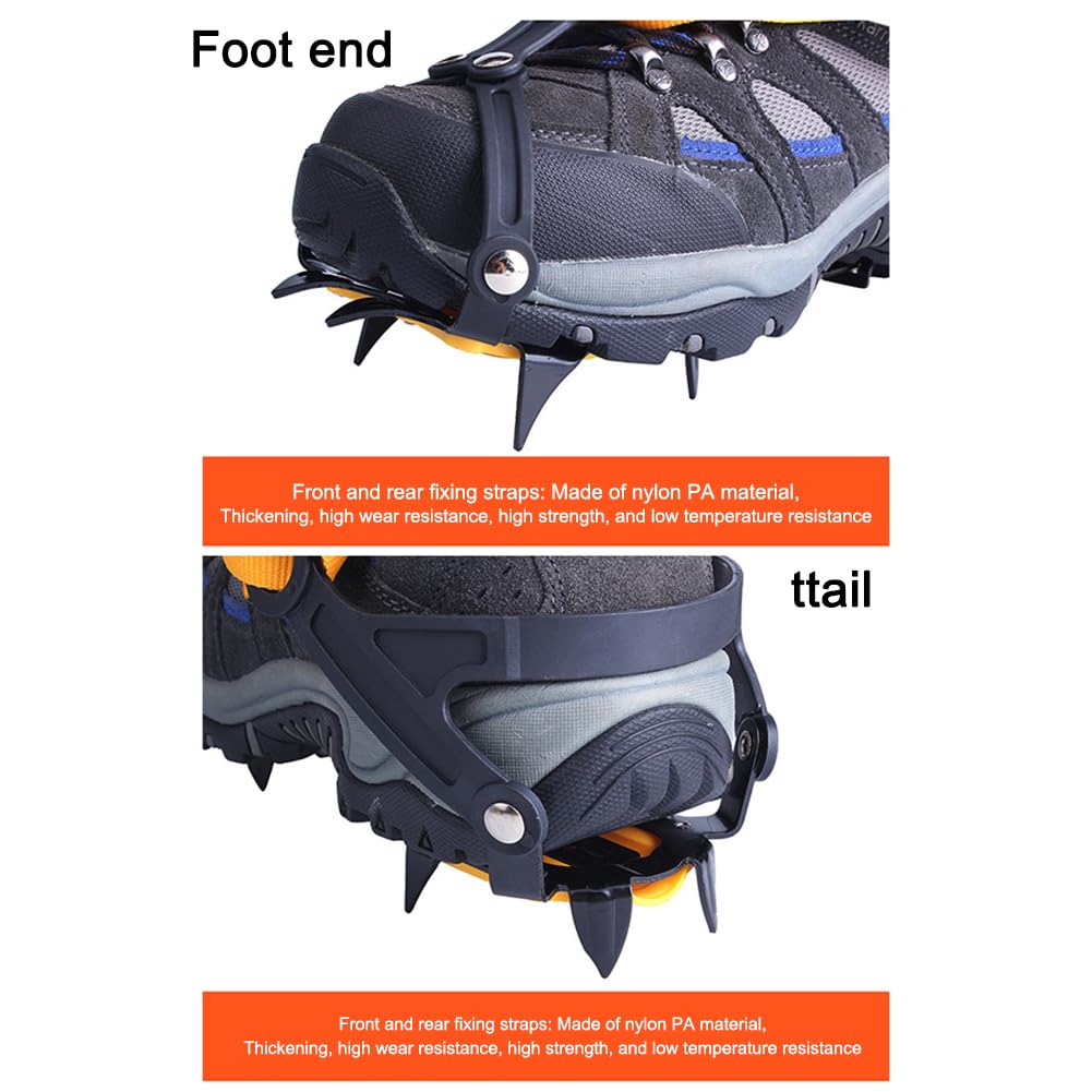 Crampons à Glace, Crampons de Traction, 1 Paire de Crampons d'alpinisme en Acier Inoxydable, 10 Dents, Crampons antidérapants avec Sac de Transport réglable pour randonnée, Escalade