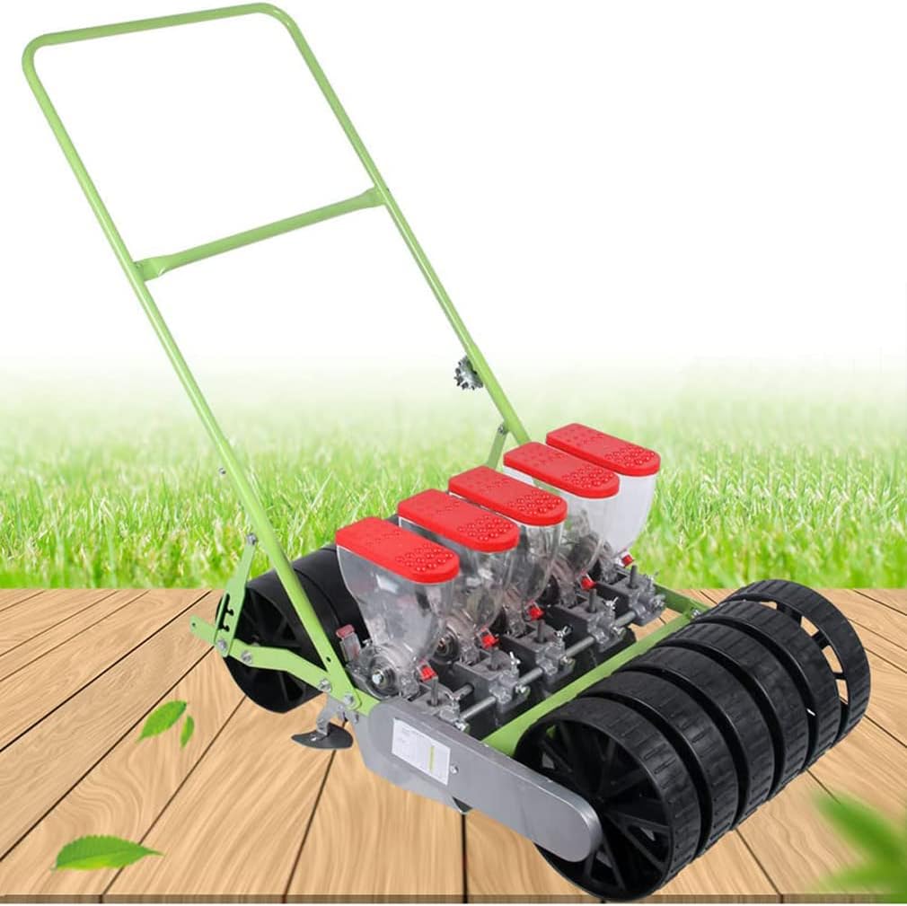 Garden Seeder, Metal Precision Garden Push Seeder can 5 Row Simultaneous Seeding, Garden Cultivator & Rotavator Walk-Behind Row Crop Planter, Manual Garden Lawn Spreader for Sowing Seed