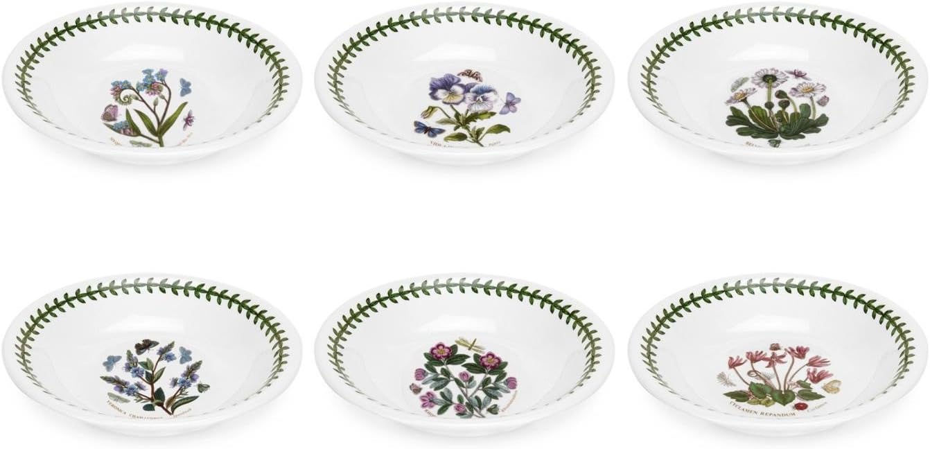Portmeirion Botanic Garden Bowl, 18 cm, Set of 6, Cotton Flower, 18 centimeters