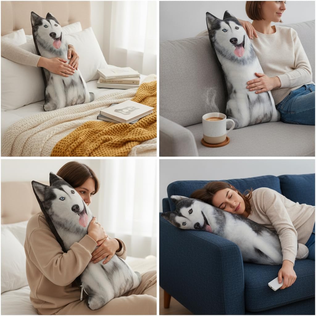 Buy ATORSE® 3D Realistic Dog Plush Pillow Cushion, Husky Wolf