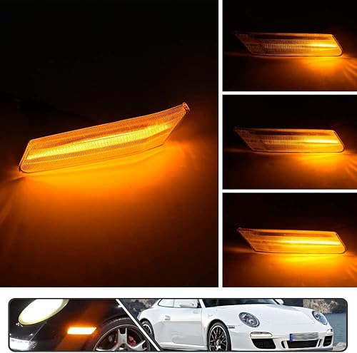Miniatura 2 de Kit de 2 luces LED dinámicas secuenciales parpadeantes laterales para Porsche Carrera 2005-2013 para Boxster 987 2005-2012 Cayman 2006-2012 lente