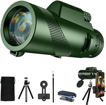 80X100 Monocular Telescope High Power with Smartphone Holder & Tripod, High Definition Larger Vision Monocular for Adults for Bird Watching Hiking Camping
