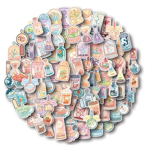 100 Pcs Aesthetic Stickers, Cute Stickers for Water Bottle, Laptop, Phone, Waterproof Vinyl Stickers for Girls Kids Teens