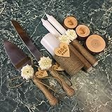 Personalized Unity Candle Set, Custom Wedding Cake Knife and Server Set with White Flowers, Rustic...