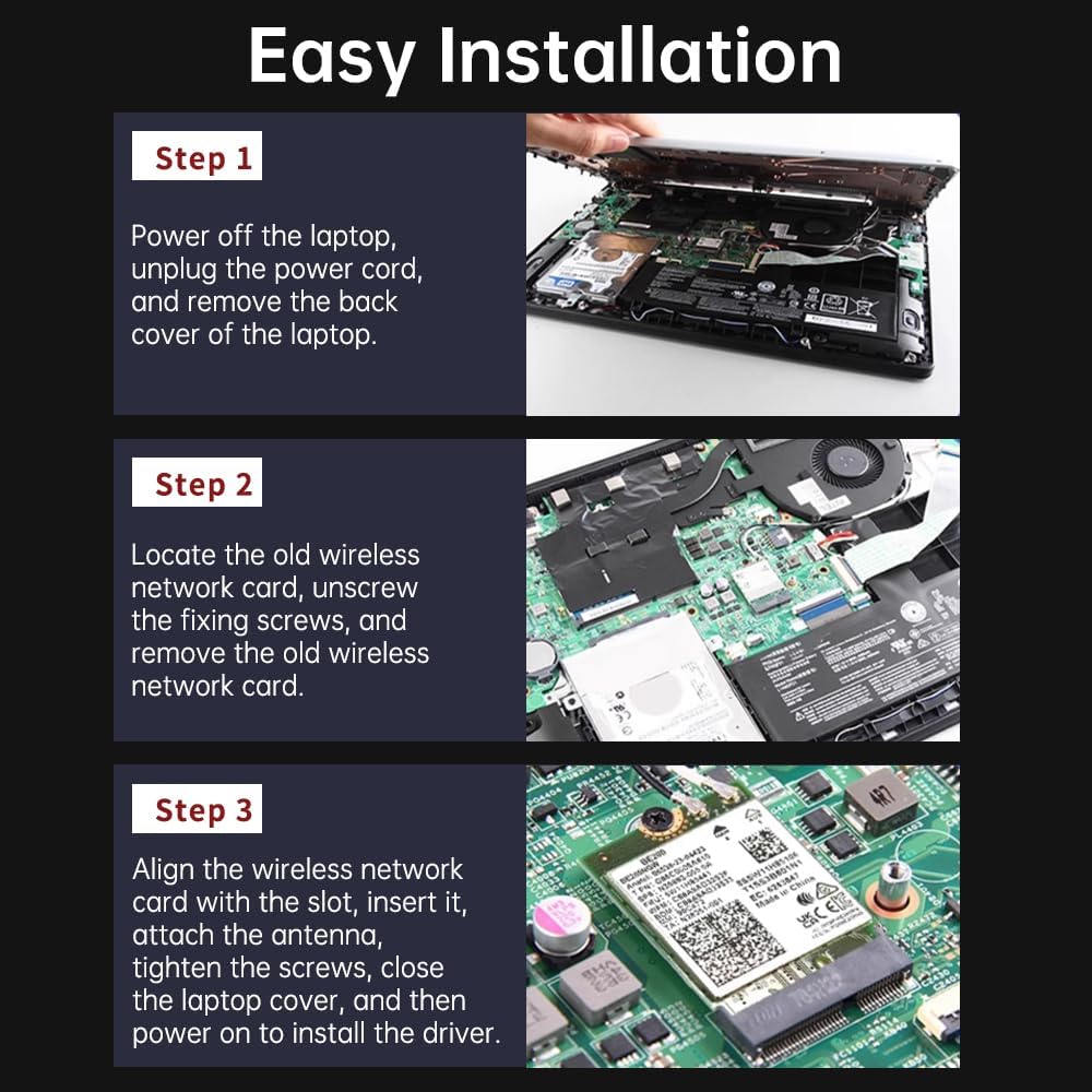 FENVI WiFi 7 BE6500 M.2 Wireless Card,Tri-Band 6G/5G/2.4Ghz Wi-Fi7 802.11be 6.5Gbps Network Adapter for Laptop/PC, WPA3,OFDMA MU-MIMO,with Bluetooth 5.4, Support Intel/AMD Windows 10/11 (64-Bit)