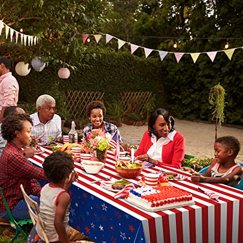 3Pcs Patriotic Tablecloths For 4Th Of July Decorations,Red White Blue Star Plastic Disposable Table Cover For Fourth Of July Memorial Patriotic Day Independence Veterans Day Party Supplies,54X108 Inch #TOP4