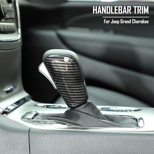 Miniatura 8 de CheroCar Pomo de palanca de cambios de grano de fibra de carbono para Jeep Grand Cherokee 2017-2020, accesorios interiores, paquete de 2
