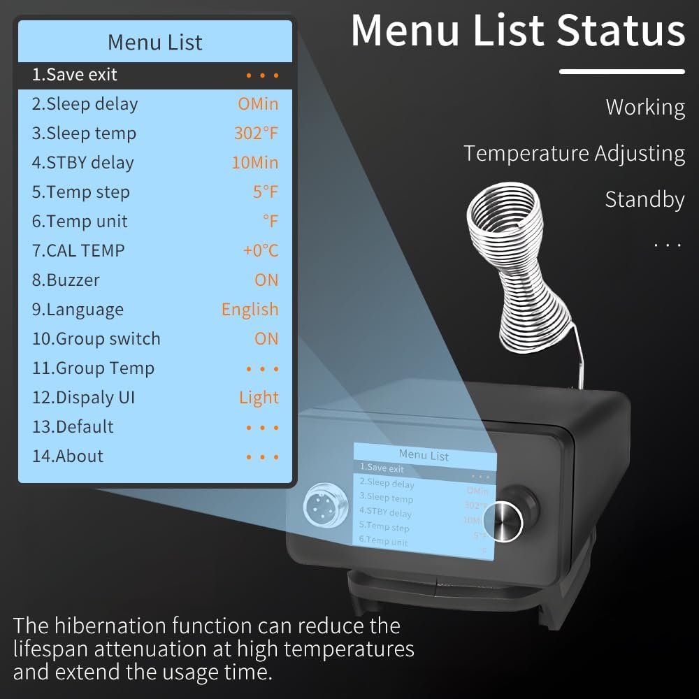 BAUSATZ Electric Digital LCD Display Soldering Iron Station,ESD Safe, Fast Heating Up (212°F to 842°F) Soldering Station for DIY, Appliance Repair (Black, For Makita Battery)