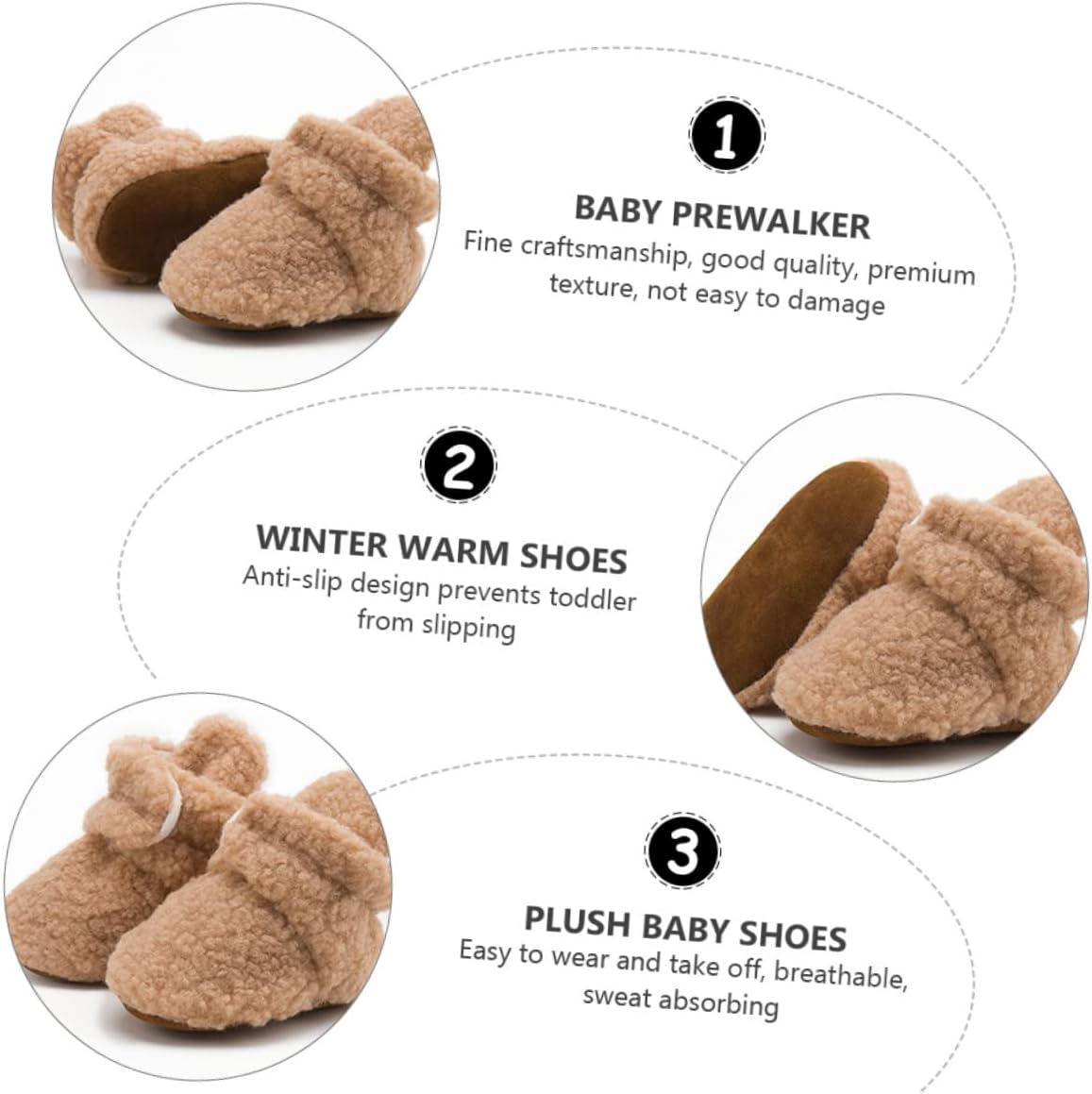 Kisangel Infant Prewalker Xmas Winter Warm Plush Booties for Baby Boys