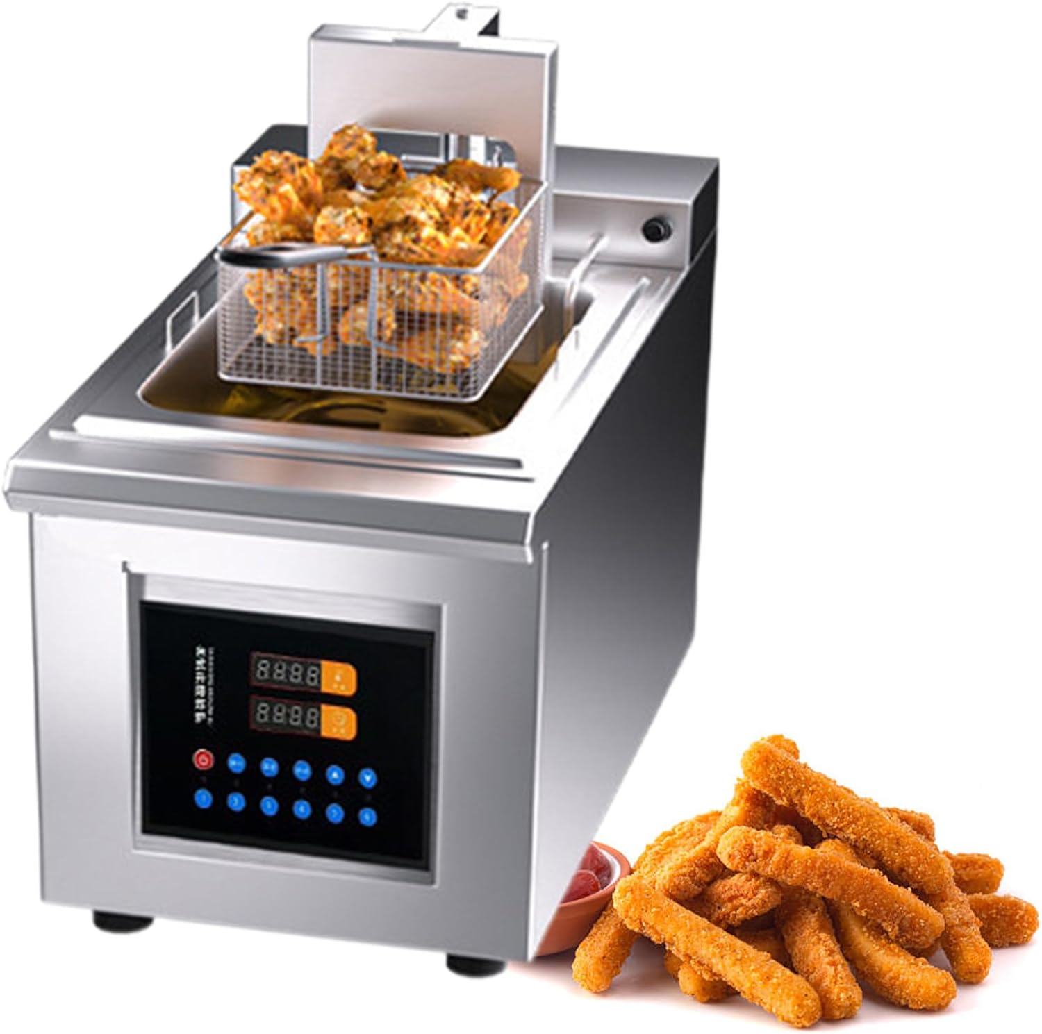 Electric Deep Fryer with Basket, Stainless Steel Frying Machine for Commercial and Home Kitchen, Smart Automatic Lifting Deep Fryer,A