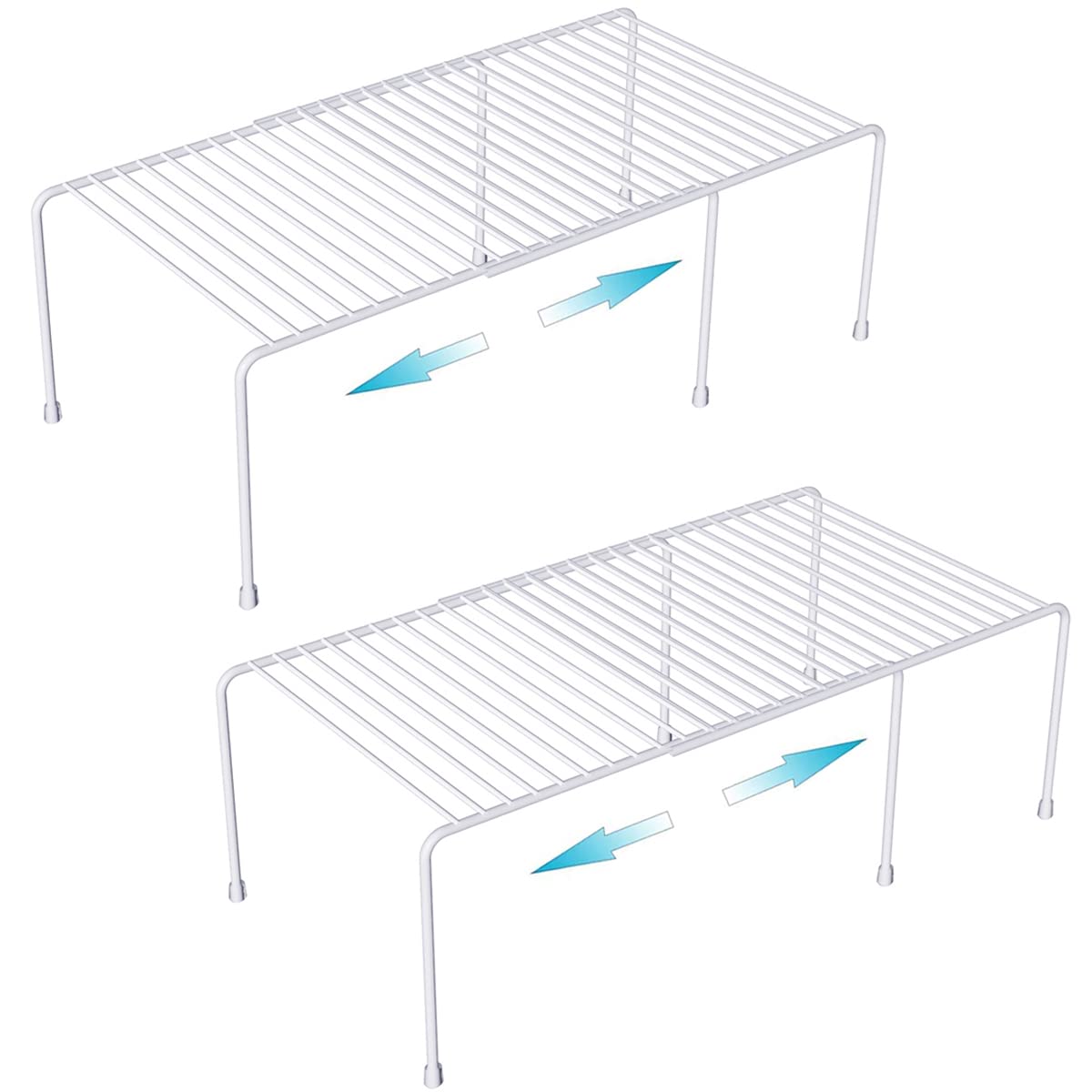 Homics Expandable Cabinet Storage Organizer Shelf, Freezer Shelf Kitchen Cabinet Pantry Spice Rack for Plate Cup Organizer with Scratch Resistant Feet, Set of 2