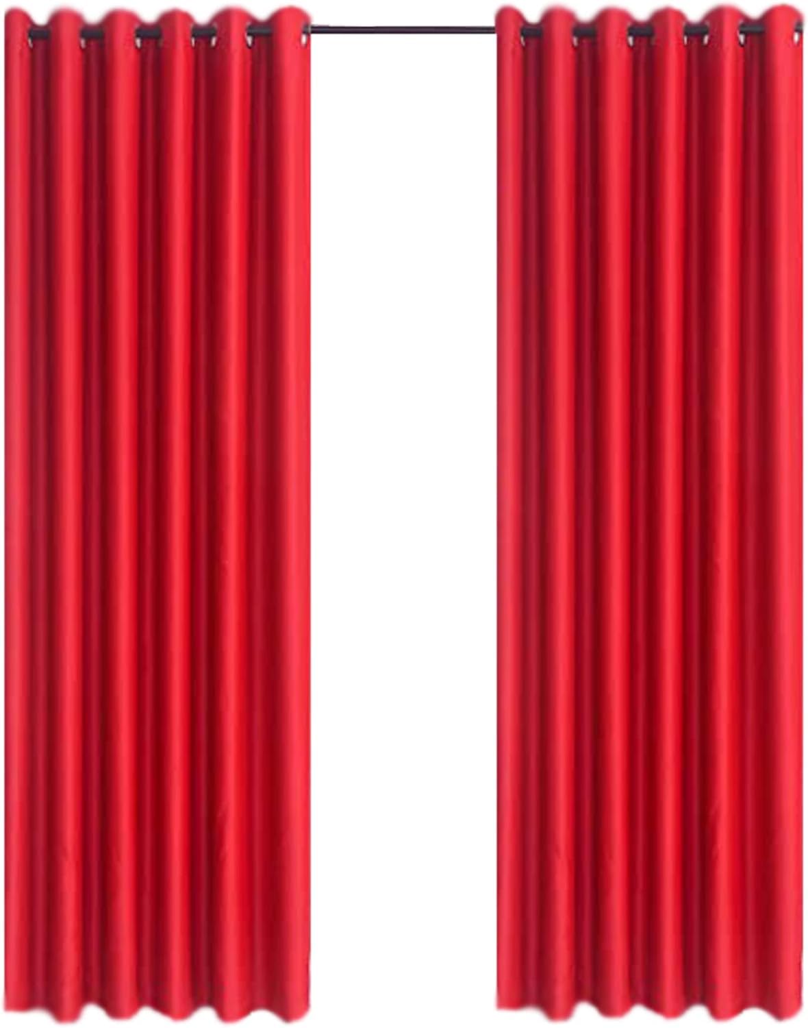 CHARKHAH Thermal Insulated Window Semi Blackout Curtains for Bedroom Living Room Ultra Soft Energy Saving Fabric with Eyelets Ring top and Pair of Curtain (Red, 90" Wide x 72" Drop)