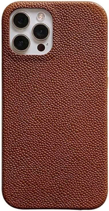 Étui en cuir iPhone 12 Pro coque arrière marron GUMMMY doublure flocage 6.1 pouces