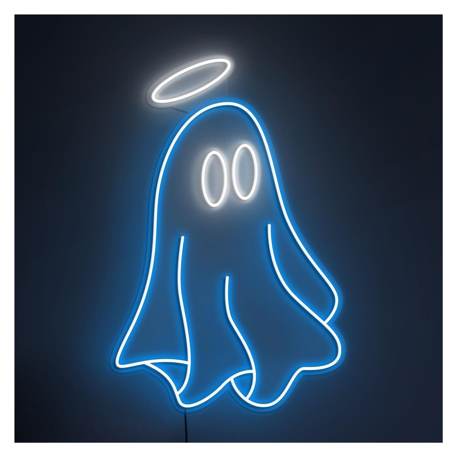 RONGCH Hanging Art Signs Ghost Neon Sign, Suitable for Bedroom Wall Decor with Brightness Adjustable 44cm