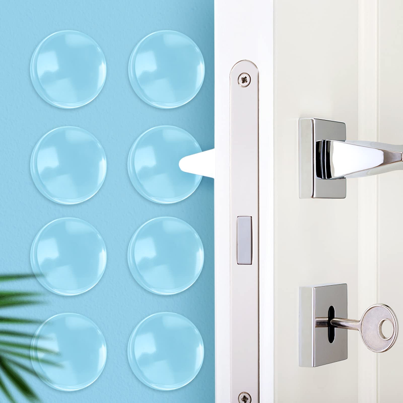 NOSLY 8 PCS Door Stopper Wall Protector Rubber, Soft Rubber Door Handle Bumper with Strong Self Adhesive, Rubber Wall Protector with Self Strong Adhesive ( 4 cm/Round, Clear)