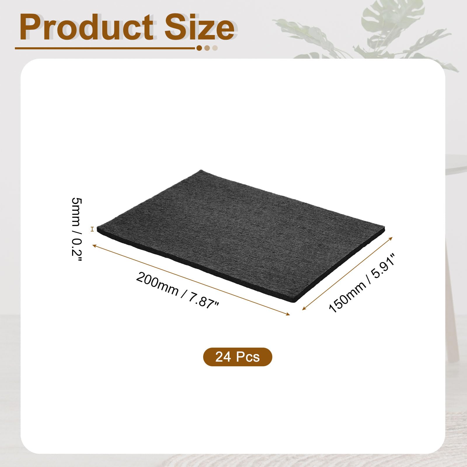 QUARKZMAN 24Pezzi Felt Per Mobili 15 x 20 cm Feltro Adesivo Nero | Antiscivolo, Antigraffio, Proteggi Pavimento Per Legno Duro