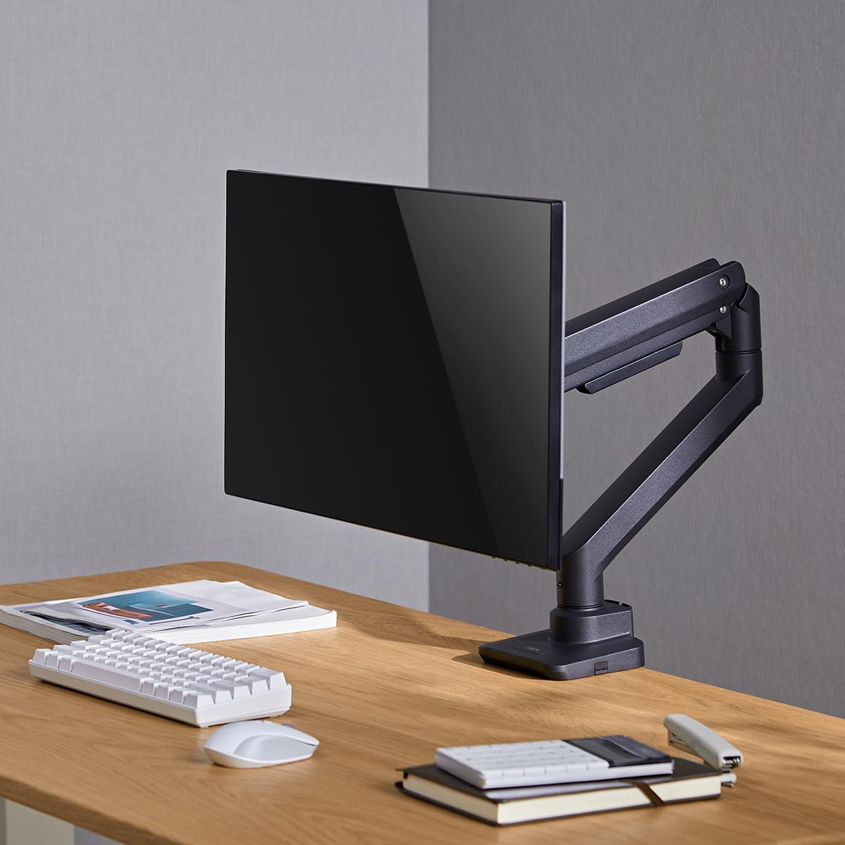 LogiLink Supporto per monitor da 17 a 49", con molla a gas, adatto per monitor Flat & Curved, alluminio