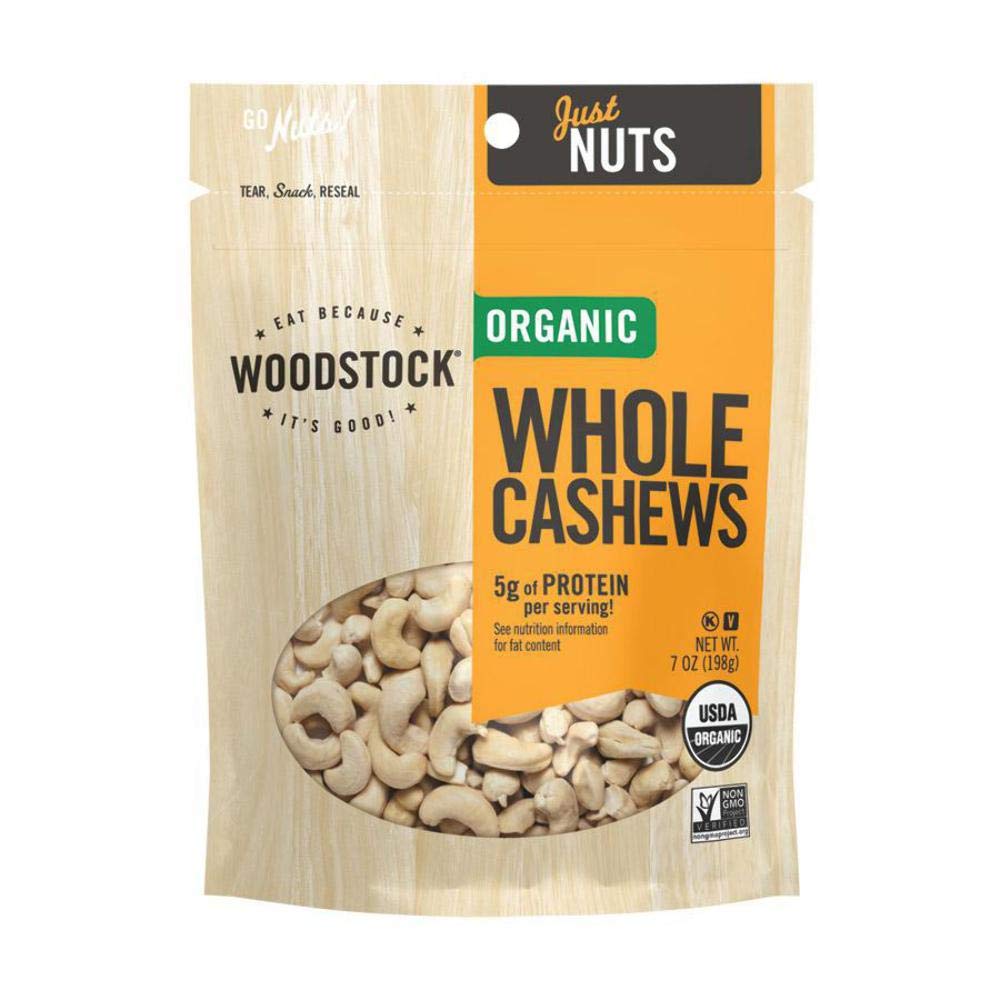 Woodstock Organic Whole Cashews, Unsalted - Case of 8-7 OZ