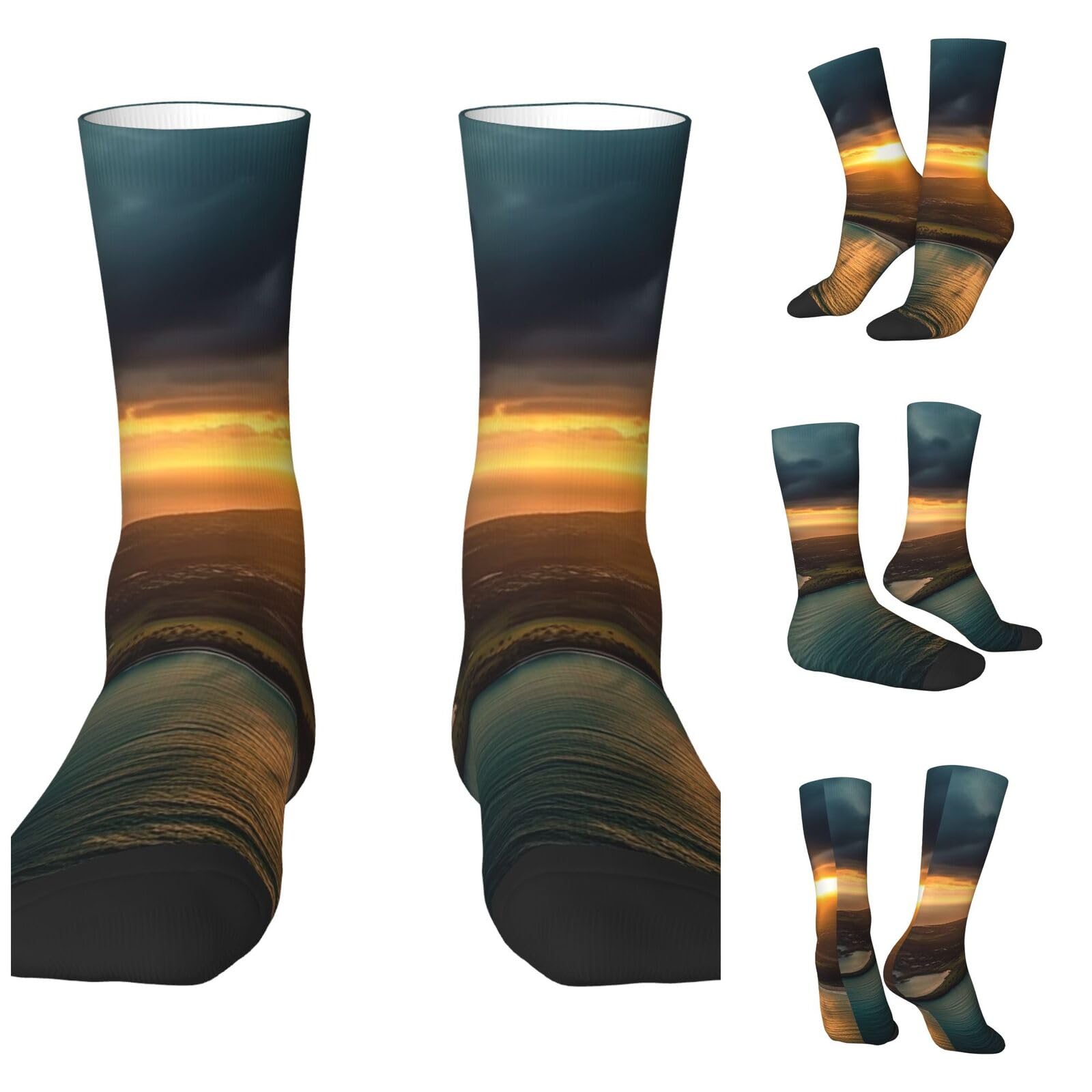 LZQPOEAS Sunrise Over Hawaii Athletic Socks Unisex Cushioned Crew Socks Hiking Running Calf Sock Soft Above Ankle Sock