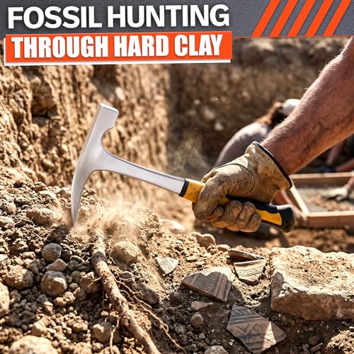 Image of Rock Pick Hammer 30 oz - One-Piece Forged Steel Geology Hammer with Pointed Pick Tip & Shock-Dampening Grip for Rockhounding, Fossil Hunting, Prospecting, Mineral Digging & Light Masonry Chipping Tool