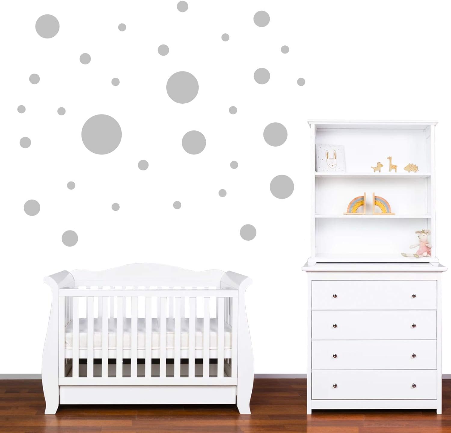 PREMYO Set of 30 Dot Wall Stickers Kids - Nursery Decor Easy to Apply - Decals for Bedrooms for Girls Boys Silver - Image 4