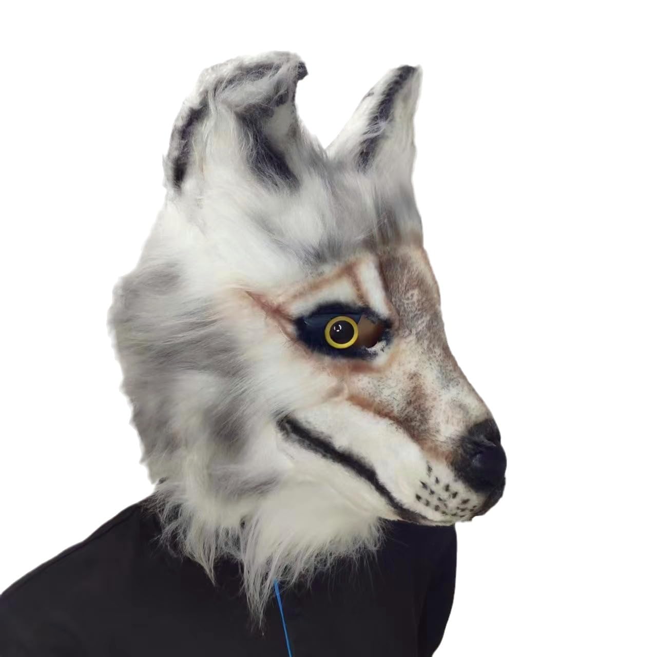 Générique Masque De Tête Complet De Loup À Fourrure Réaliste - Masque Therian En Latex De Fausse Fourrure Pour Adulte Halloween Cosplay Mascarade Anime Dress Up Party