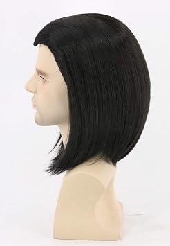 Topcosplay Mens Short Black Straight Wig Halloween Costume Fancy Dress Wigs