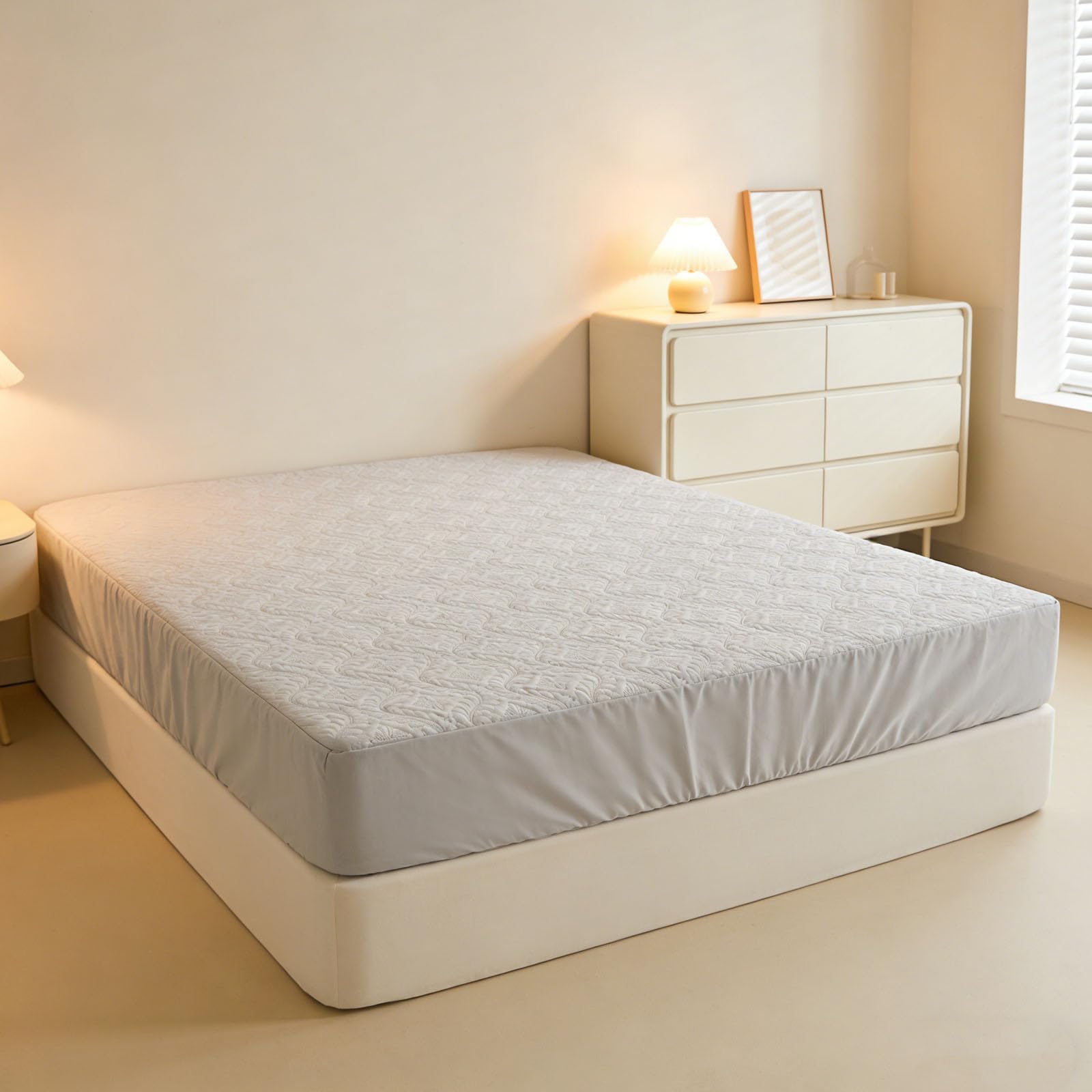 SECFOU Proteggi Materasso Trapuntato in Cotone Copertura Completa 360° per Camera da Letto e Dormitorio, Morbido e Traspirante