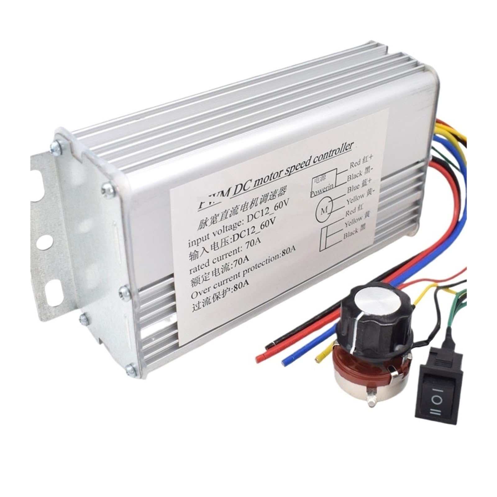 Controlador de velocidad de motor CC 10-60V 70A y 4000W con cambio de marcha inversor de avance