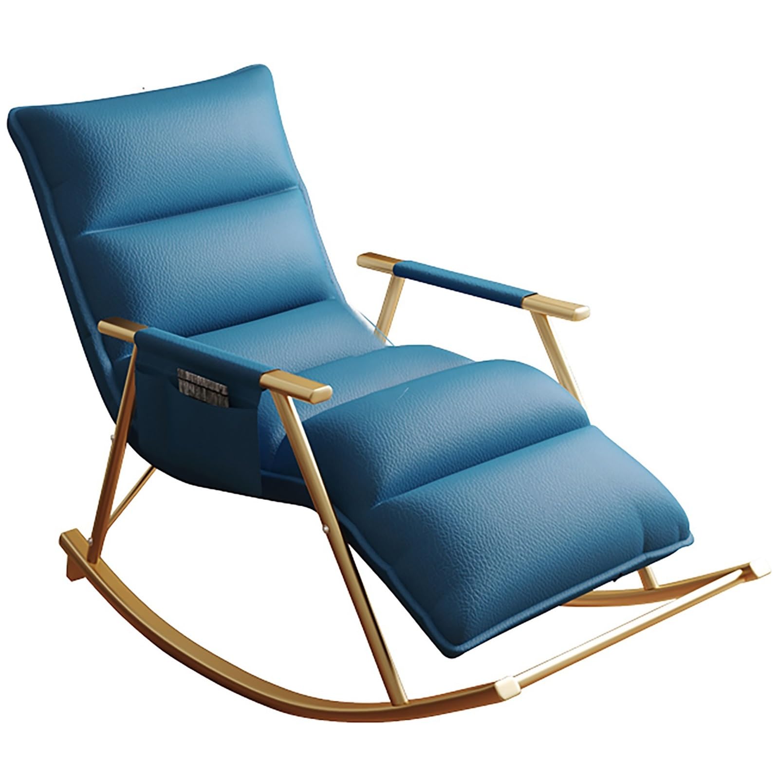Chaise à bascule d'extérieur robuste avec cadre en acier et maxi coussin bleu
