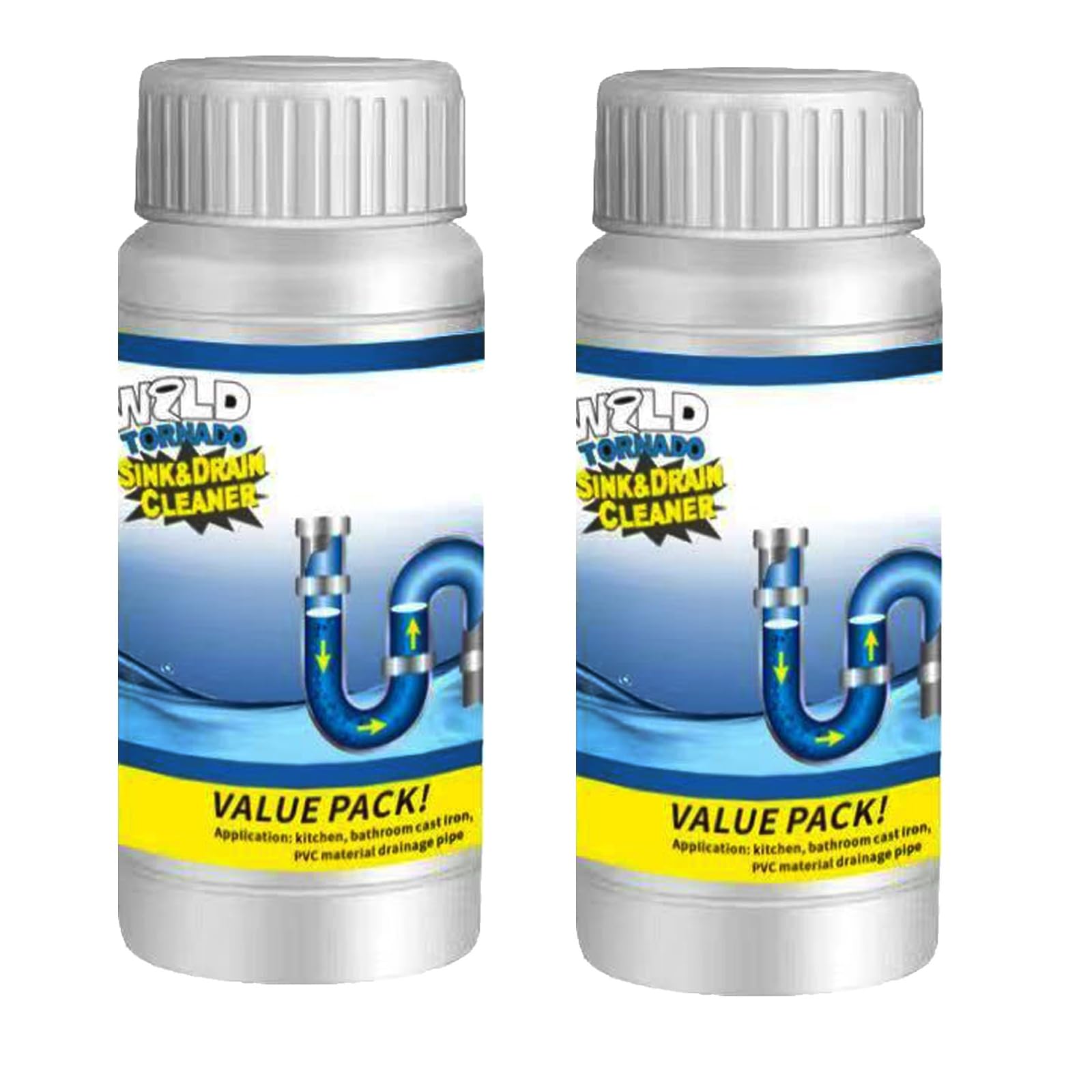 Potente Agente de Dragado de Tuberías,Herramienta de Limpieza Rápida de Tuberías,Polvo para Limpieza de Tuberías de Cocina,Desatasco De Tuberías Obstruidas En Inodoros De Cocina 2pc