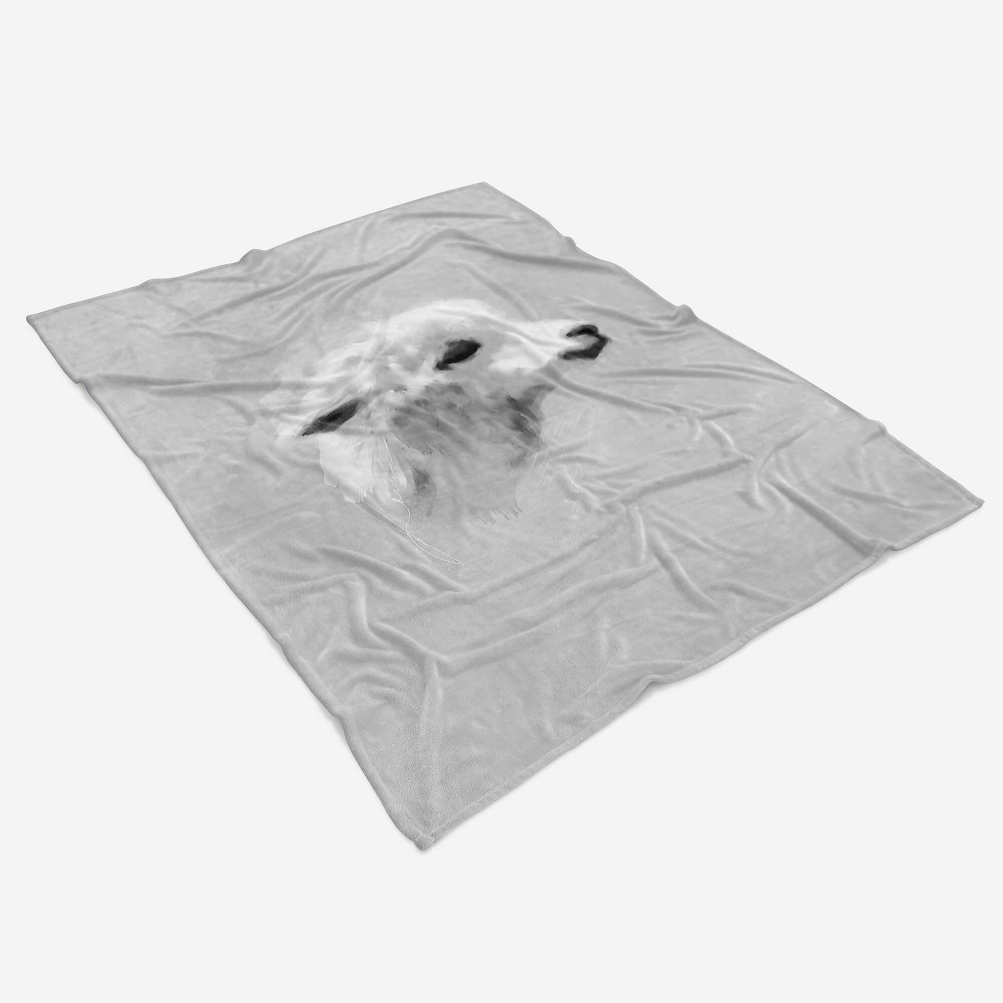 Handtuch Strandhandtuch Saunatuch Kuscheldecke Grau Baby Lama Motiv Größe 180 x 130 cm (Tagesdecke - Sherpa Flies)